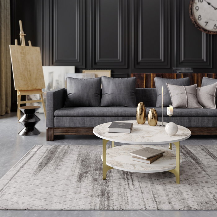 Hanah Home Versy - Gold Mesa de Centro con Diseño de Mármol Hanah Home Versy - Gold Mesa de Centro con Diseño de Mármol